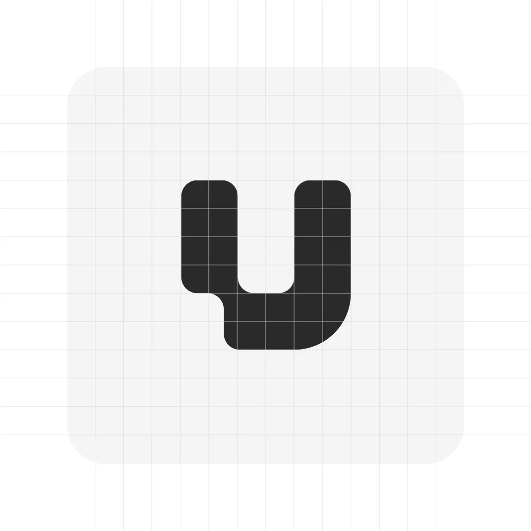 Construction grid of the UIN 'u' glyph on a light background