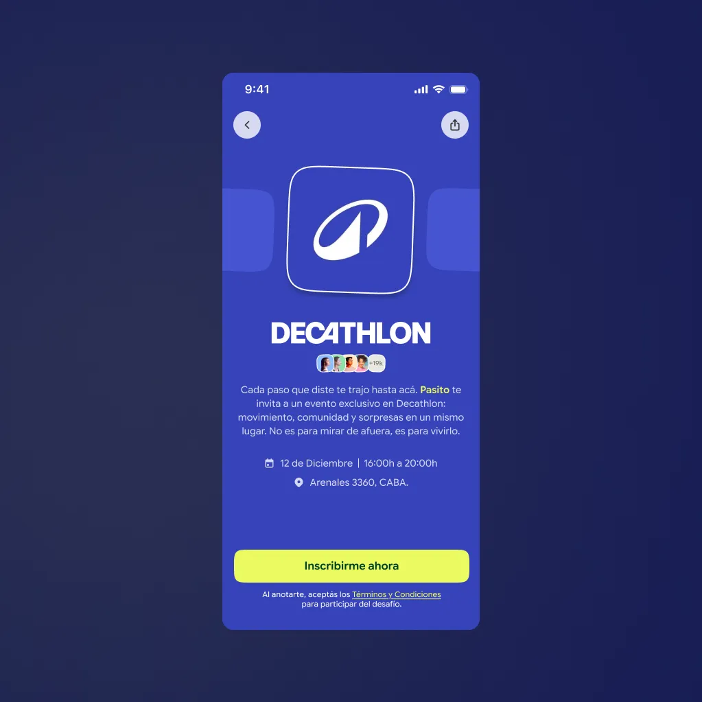 Decathlon event detail inviting users to an exclusive in-store event