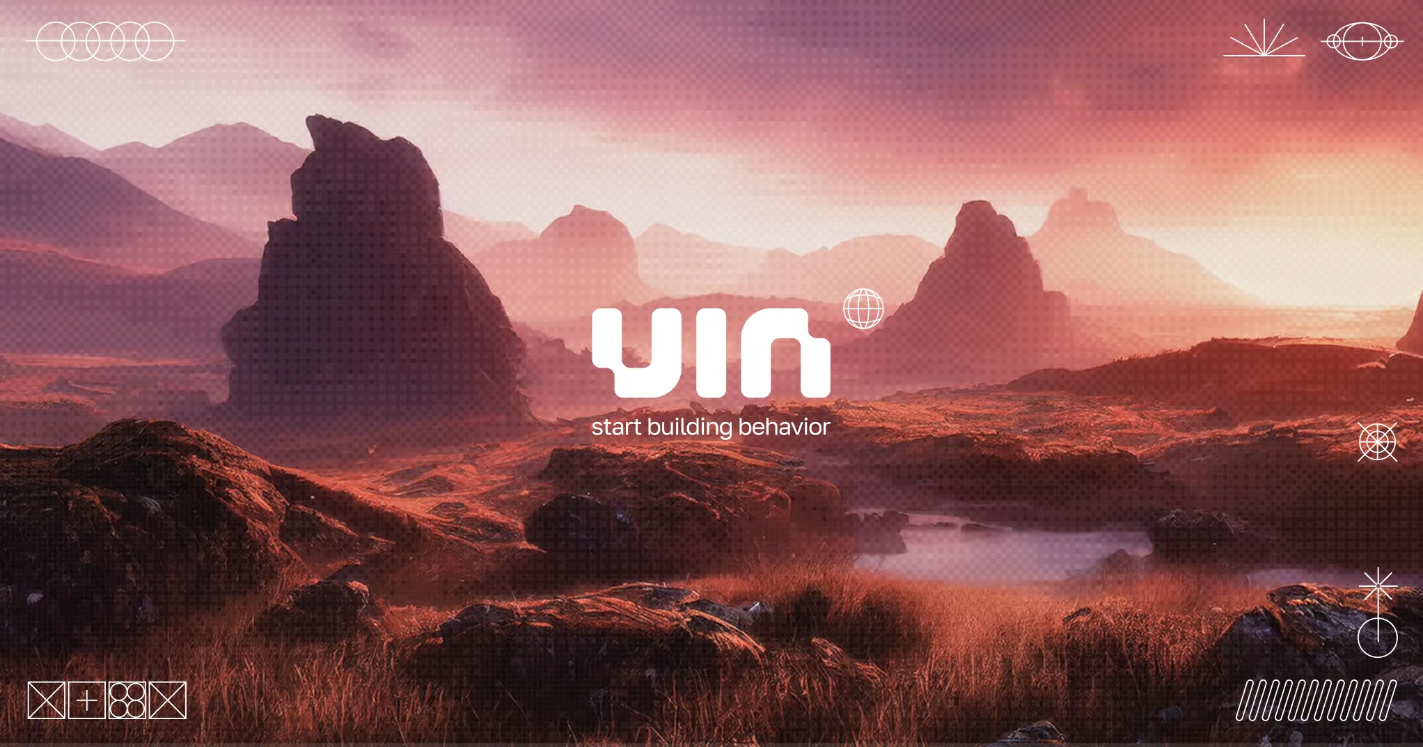 UIN wordmark over a surreal pink landscape with HUD-style graphics